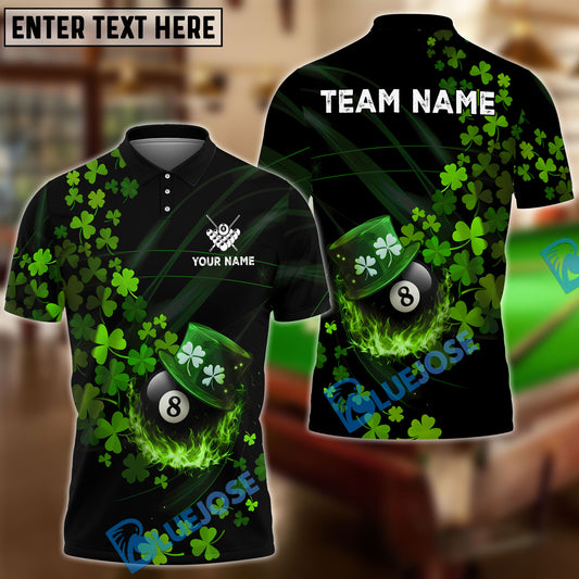 BlueJoses Billiards Ball 8 Irish Leaf Flow Customized Name, Team Name 3D Shirt
