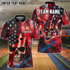 BlueJose Bowling American Flag Skull Blood Dust Personalized Name, Team Name 3D Shirt