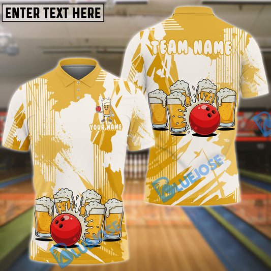 BlueJose Bowling & Pins Funny Beer Lover Customized Name, Team Name 3D Shirt (6 Colors)