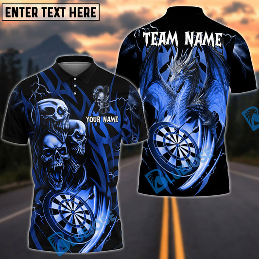 BlueJose Darts Dragon And Skull Multicolor Options Personalized Name Shirt (6 Colors)