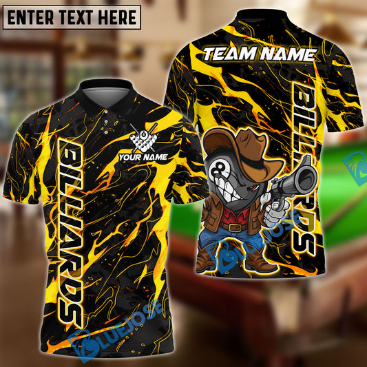 BlueJose Billiards Cowboy 8 Ball Lightning Splash Street Art Customized Name, Team Name 3D Shirt (6 Colors)