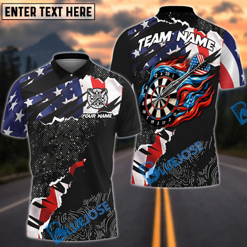 BlueJose Darts Ripped American Flag Personalized Name Shirt