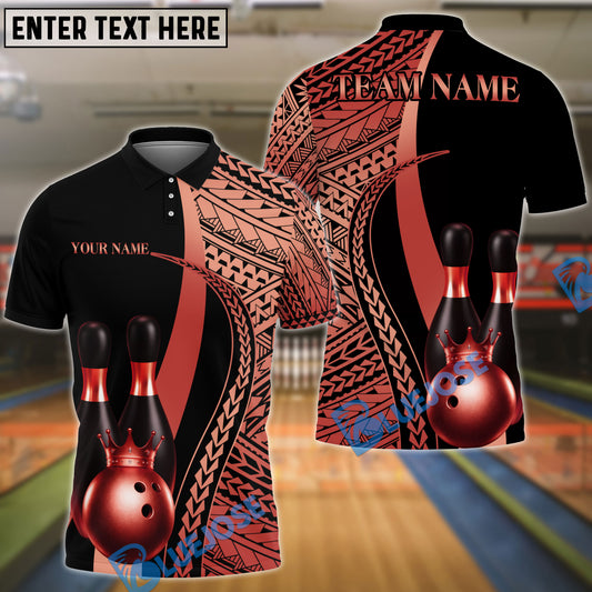 BlueJose Bowling & Pins Tribal Crown Pattern Customized Name, Team Name 3D Shirt (6 Colors)