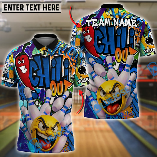 BlueJose Bowling & Pins Funny Pepper Chili Out Customized Name, Team Name 3D Shirt (4 Colors)