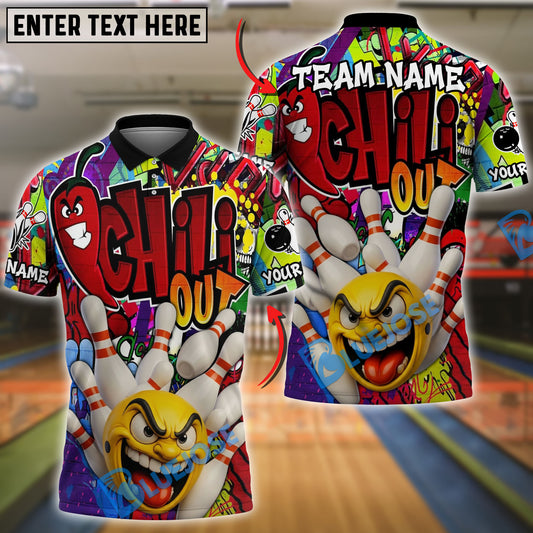 BlueJose Bowling & Pins Funny Pepper Chili Out Customized Name, Team Name 3D Shirt (4 Colors)