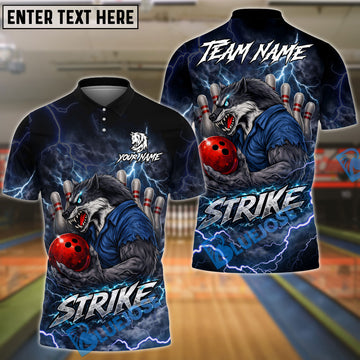 BlueJose Bowling & Pins Thunder Werewolf Customized Name, Team Name 3D Shirt (6 Colors)