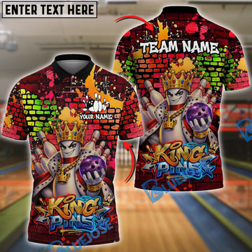 BlueJose Bowling & Pins Graffiti Street King Pins Customized Name, Team Name 3D Shirt (4 Colors)