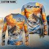 Bluejose Redfish Fishing Ocean Sunset Wave Custom Name & Team Name 3D Shirts