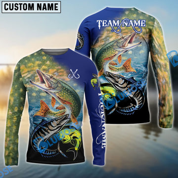 Bluejose Pike Fishing Ocean & Lake Custom Name & Team Name 3D Shirts
