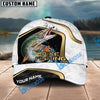 BlueJose Fishing White Marble & Gold Trim Splash Heartbeat Line Personalized Cap (13 Breeds)