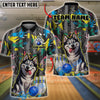 BlueJose Bowling And Pins Funny Cute Husky Customized Name, Team Name 3D Shirt (4 Colors)