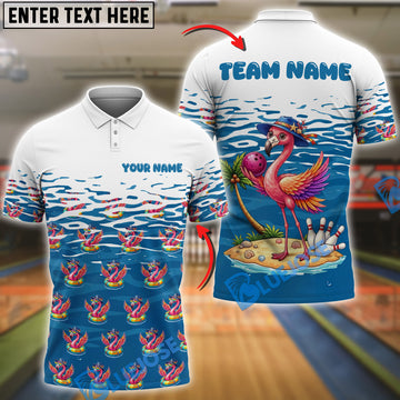 BlueJose Bowling And Pins Cute Flamingo Summer Vibe Customized Name, Team Name 3D Shirt