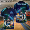 BlueJose Bowling And Pins Cat Gang Customized Name, Team Name 3D Shirt (4 Colors)