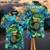 BlueJose Darts Crocodile Tough Cartoon Dartboard Design Personalized Name, Team Name Unisex Shirt (4 Colors)