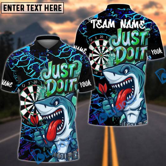 BlueJose Darts Shark Dartboard Graffiti Just Do It Design Personalized Name, Team Name Unisex Shirt (4 Colors)