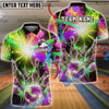 BlueJose Bowling And Pins Vibrant Nebula Customized Name, Team Name 3D Shirt (4 Colors)