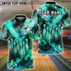 BlueJose Bowling And Pins Neon Paint Burst Customized Name, Team Name 3D Shirt (4 Colors)