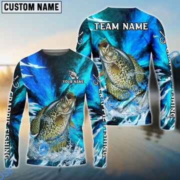 Bluejose Crappie Fishing Sharp Strike Custom Name & Team Name 3D Shirts