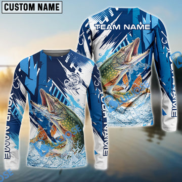Bluejose Pike Fishing Technical Fish Scale Custom Name & Team Name 3D Shirts