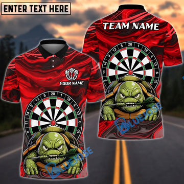 BlueJose Darts Grumpy Turtle Personalized Name, Team Name Unisex Shirt (4 Colors)