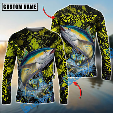 Bluejose Tuna Fishing Neon Splash Custom Name & Team Name 3D Shirts