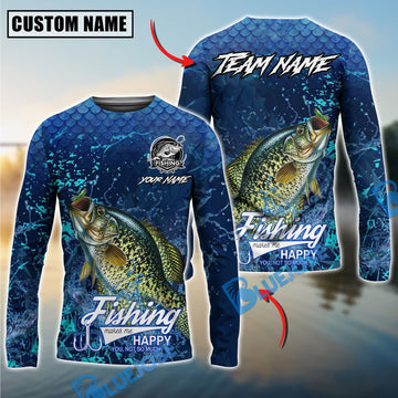 Bluejose Crappie Fishing Dark Water Splash Texture Design Custom Name & Team Name 3D Shirts