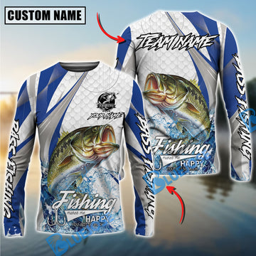 Bluejose Bass Fishing White Scale Pattern Custom Name & Team Name 3D Shirts