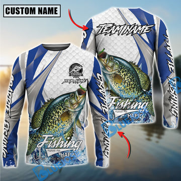 Bluejose Crappie Fishing White Scale Pattern Custom Name & Team Name 3D Shirts