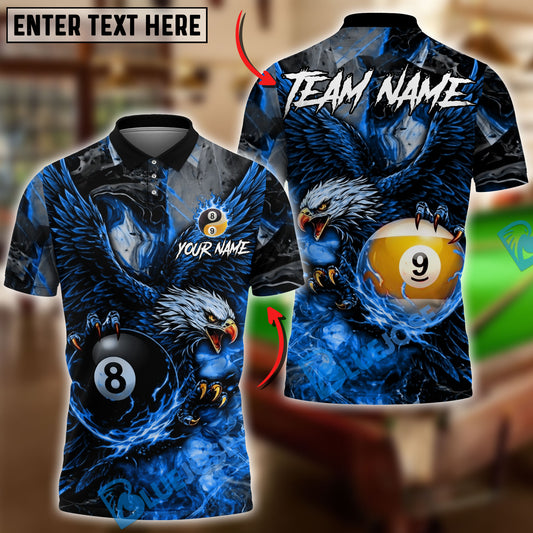 BlueJose Billiards Ball 8 Ball 9 Fire King Eagle Personalized Name Shirt (4 Colors)