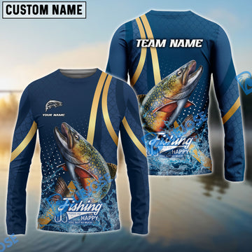 Bluejose Trout Fishing Navy Gold Sport Stripe Scale Pattern Custom Name & Team Name 3D Shirts