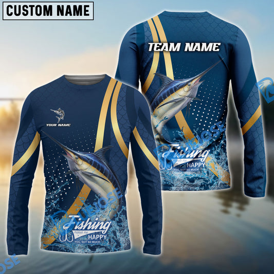 Bluejose Marlin Fishing Navy Gold Sport Stripe Scale Pattern Custom Name & Team Name 3D Shirts