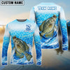 Bluejose Fishing White Blue Ocean Splash Custom Name & Team Name 3D Shirts (12 Breeds)