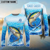 Bluejose Fishing White Blue Ocean Splash Custom Name & Team Name 3D Shirts (12 Breeds)