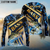 Bluejose Fishing Navy Hexagon Gold Stripe Custom Name & Team Name 3D Shirts (12 Breeds)