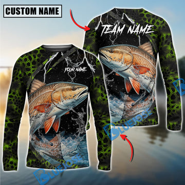 Bluejose Fishing Green Thunder Strike Custom Name & Team Name 3D Shirts (12 Breeds)