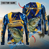 Bluejose Fishing Blue Flame Golden American Flag Custom Name & Team Name 3D Shirts (12 Breeds)