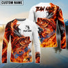 Bluejose Fishing Red Fire Flame Smoke Design Custom Name & Team Name 3D Shirts (12 Breeds)