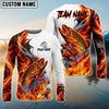 Bluejose Fishing Red Fire Flame Smoke Design Custom Name & Team Name 3D Shirts (12 Breeds)