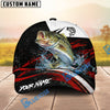 BlueJose Fishing Black Red Abstract Stripe Personalized Name Classic 3D Cap (13 Breeds)