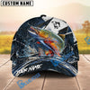 BlueJose Fishing Black White Crack Texture Splash Personalized Name Classic 3D Cap (13 Breeds)