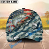 BlueJose Fishing American Flag Blue Camouflage Personalized Name Classic 3D Cap (13 Breeds)