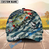 BlueJose Fishing American Flag Blue Camouflage Personalized Name Classic 3D Cap (13 Breeds)