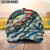BlueJose Fishing American Flag Blue Camouflage Personalized Name Classic 3D Cap (13 Breeds)
