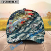 BlueJose Fishing American Flag Blue Camouflage Personalized Name Classic 3D Cap (13 Breeds)