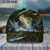 BlueJose Fishing Woodland Camouflage Water Splash Personalized Name Classic 3D Cap (13 Breeds)
