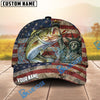 BlueJose Fishing Vintage USA Flag Statue Of Liberty Personalized Name Classic 3D Cap (13 Breeds)