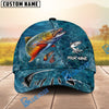 BlueJose Fishing Ocean Blue Underwater Texture Personalized Name Classic 3D Cap (13 Breeds)