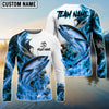 Bluejose Fishing Blue Flame Smoke Design Custom Name & Team Name 3D Shirts (12 Breeds)