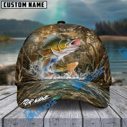 BlueJose Fishing Camo Splash Lure Personalized Name Classic 3D Cap (13 Breeds)