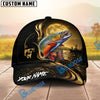 BlueJose Fishing Moonlight Gold Ocean Personalized Name Classic 3D Cap (13 Breeds)